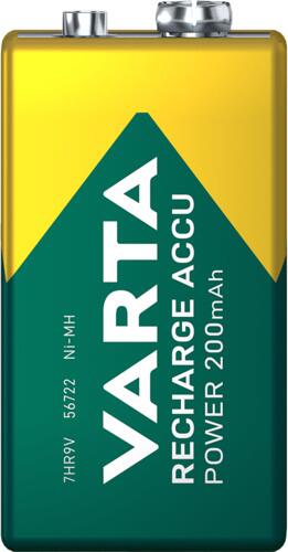 Oppladbart batteri 9V 200mAh NiMH - VARTA Recharge Accu Power forfra
