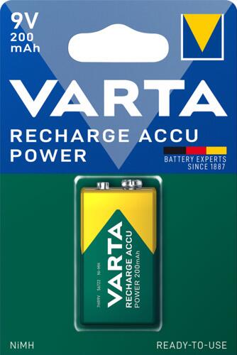 Oppladbart batteri 9V 200mAh NiMH - VARTA Recharge Accu Power detalj