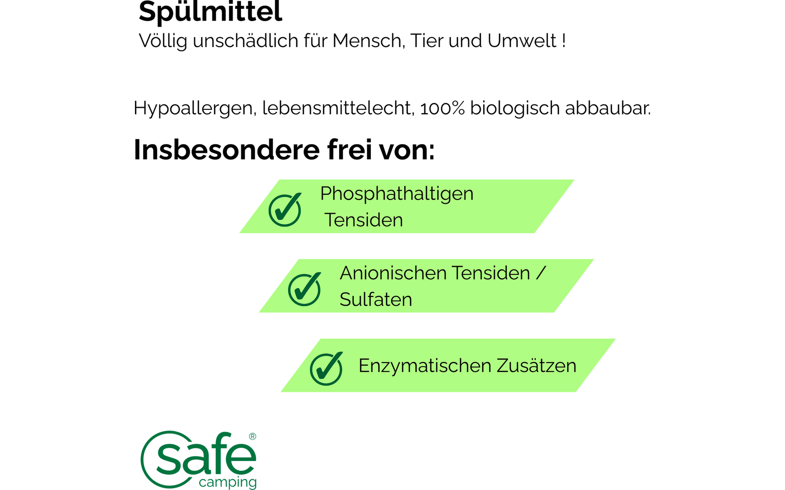 Oppvaskmiddel naturlig med biopolymerer 500 ml - Safe Camping bakside