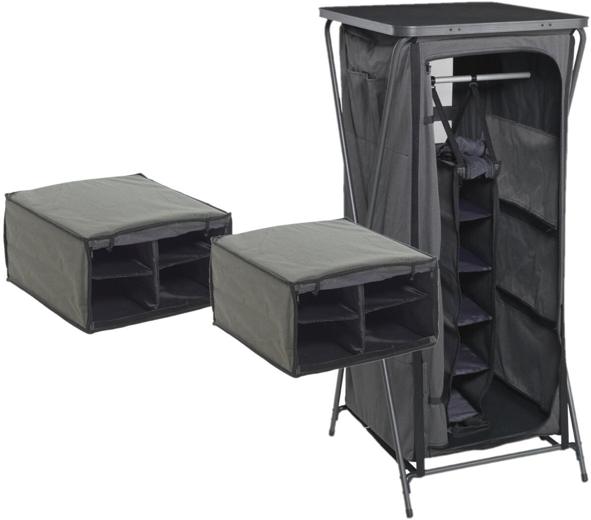 Organizer for campingskap i polyester grå forfra