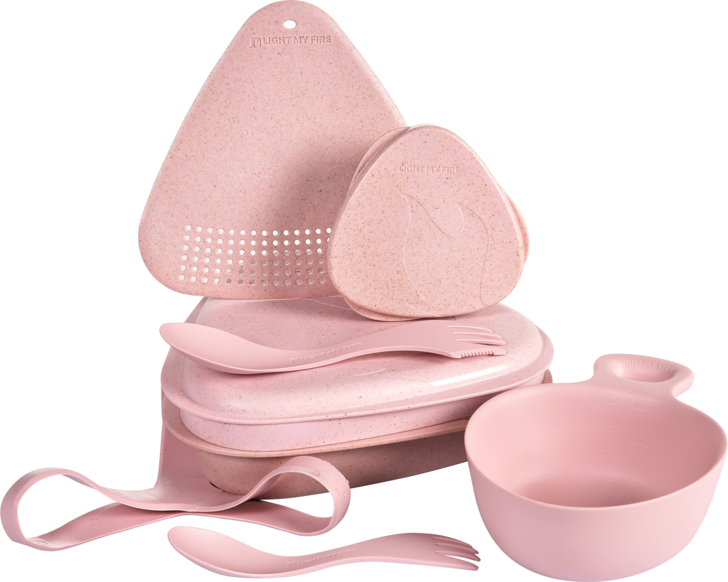 Outdoor MealKit dustypink måltidssett forfra