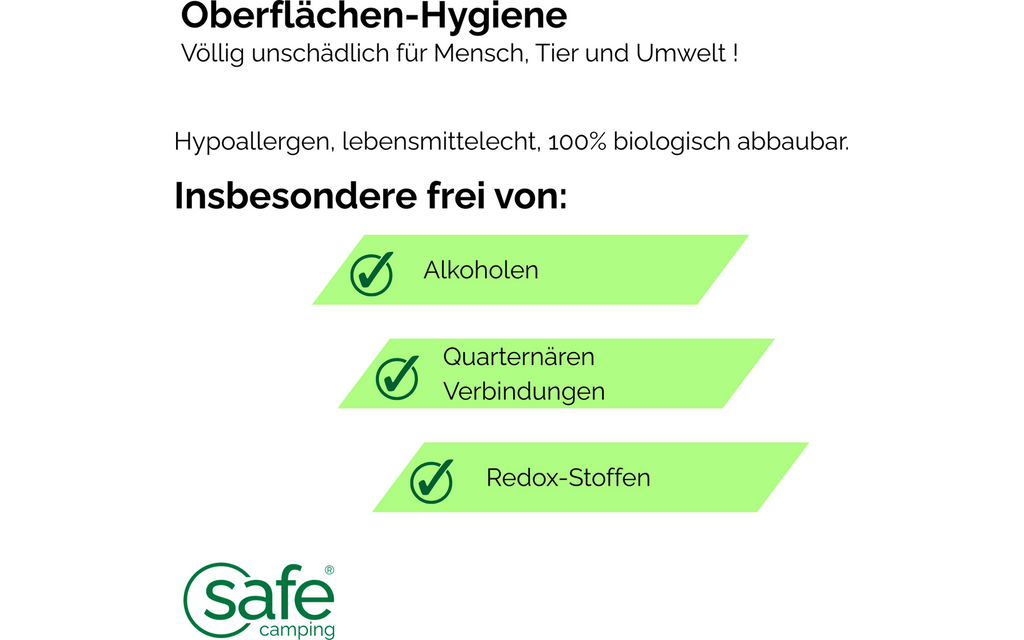 Detaljbilde av spraytut på Overflatehygiene uten alkohol 500 ml - SAFE CAMPING