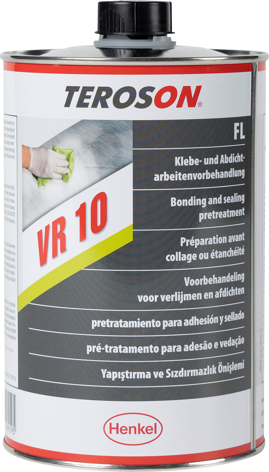 Overflaterens for lim- og tetningsforberedelse 1 liter - TEROSON VR 10 flaske foran