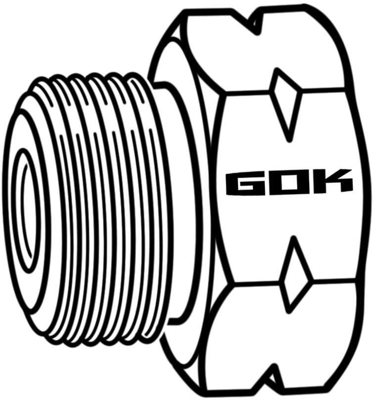 Overgangsnippel D4 for europeiske gassflasker - GOK bakside