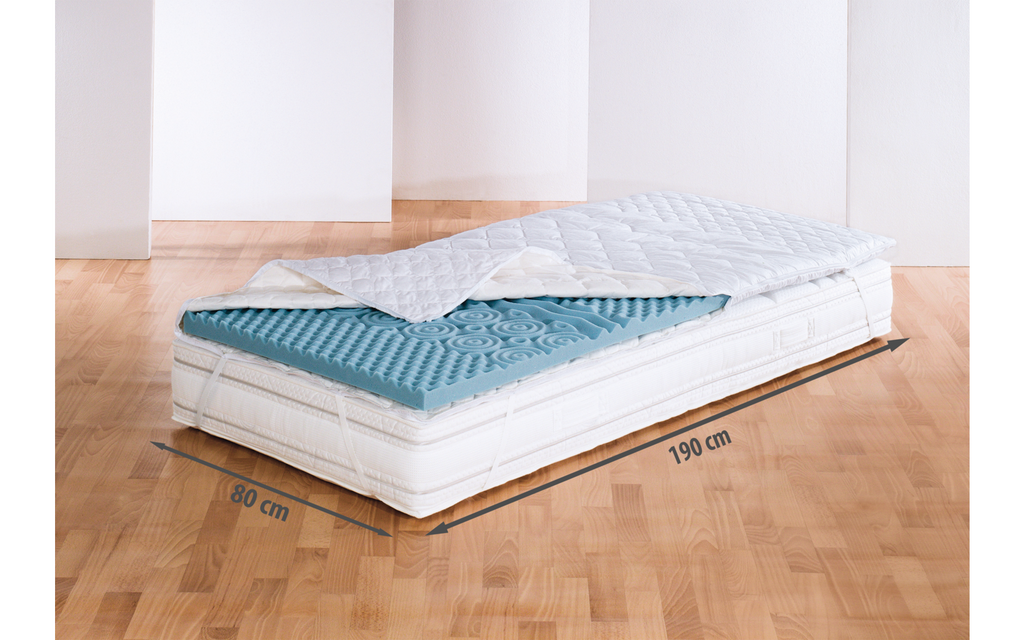 Overmadrass 7-soner kaldskum 190x80 cm, 6 cm høyde pakket til oppbevaring