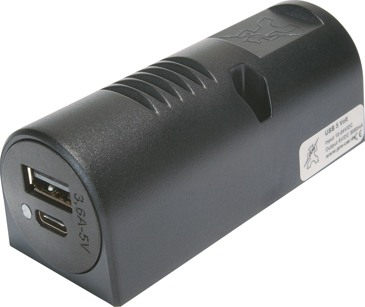 Påbyggings USB-C/A dobbel stikkontakt 5V 3,6A 12-24V - ProCar for enkel lading