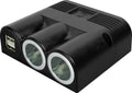 Påbyggingsstikkontakt 12-24 V trippel med 2x USB 5000 mA - ProCar forfra