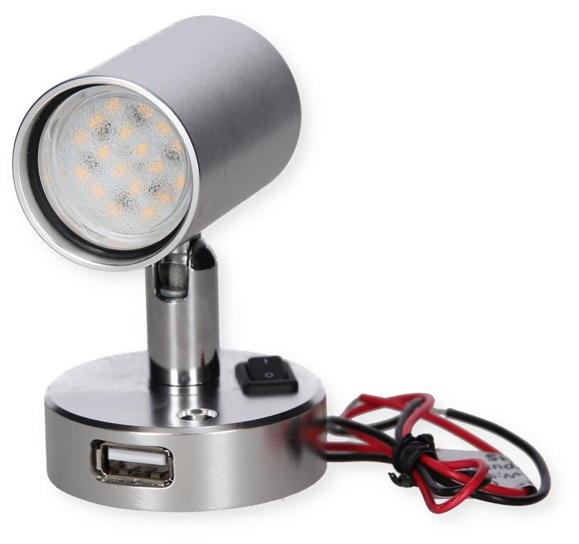 Påbygningsspot Minitube D1 LED 18 SMD med USB 12V 0,6W fra Frilight for campingbelysning