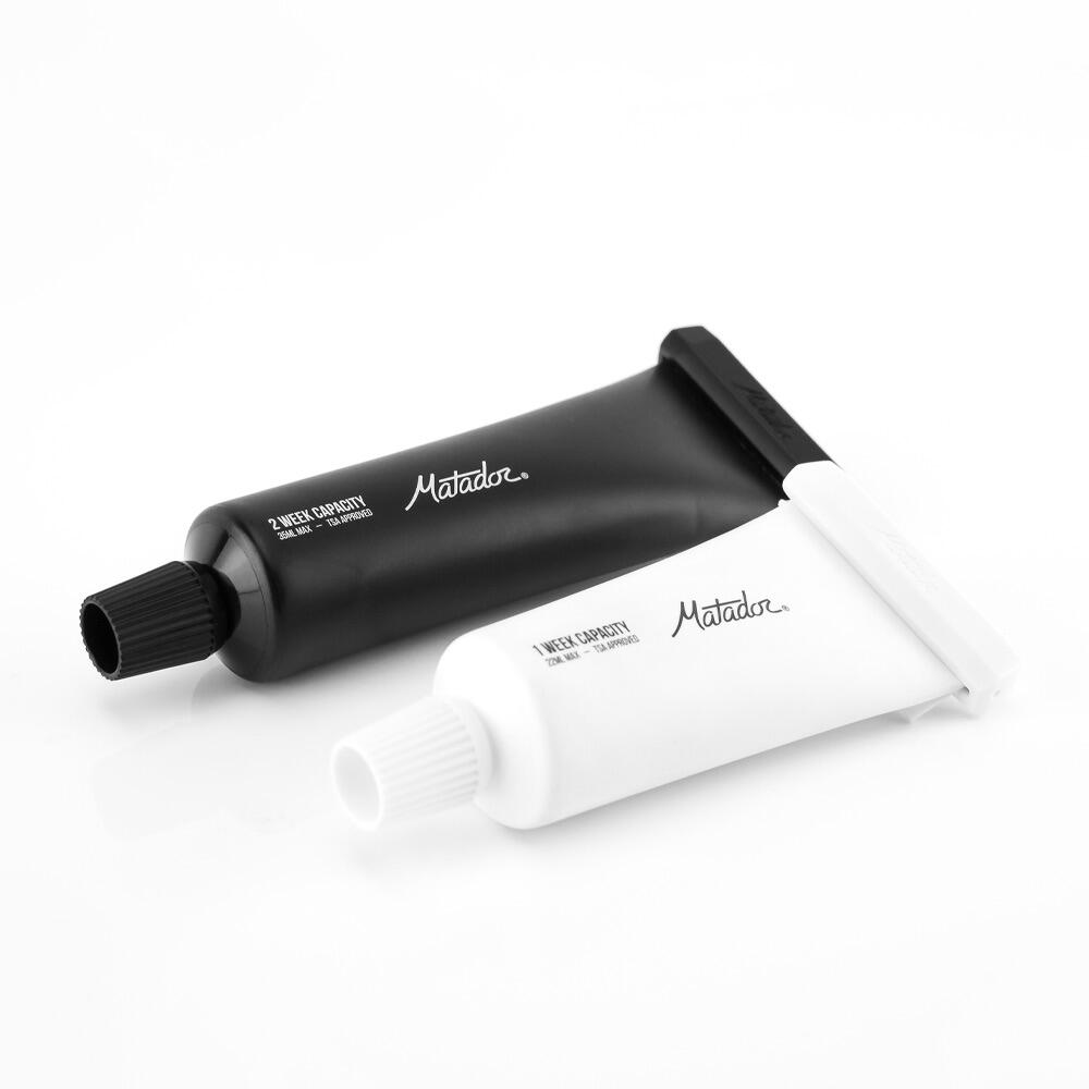 Påfyllbare tannpastatuber 22/35 ml 2-pk BPA-fri bakside