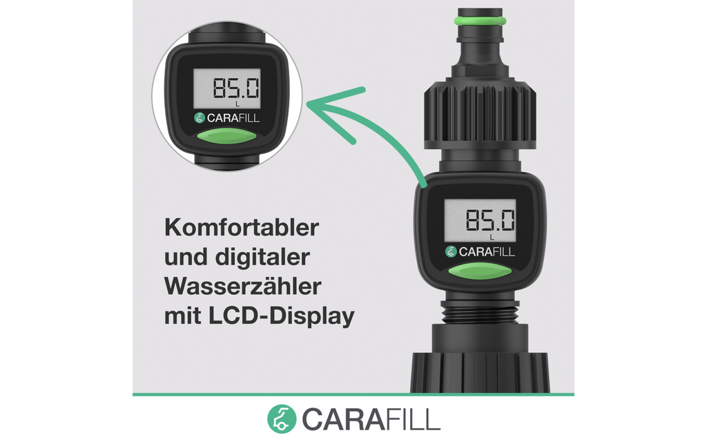 Påfyllingsfilter Count med digital vannmåler bakside