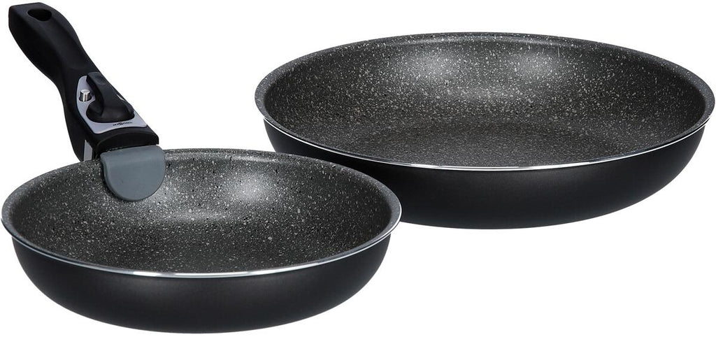 Pannesett 3-delt med avtakbart håndtak, aluminium - Brunner forfra