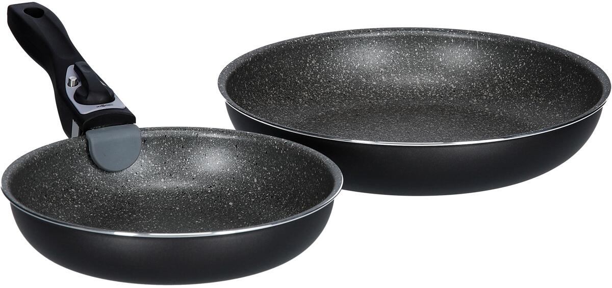 Pannesett 3-delt med avtakbart håndtak, aluminium - Brunner forfra