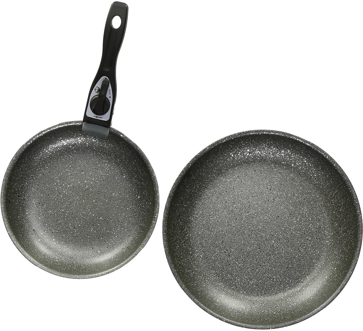 Pannesett 3-delt med avtakbart håndtak, aluminium - Brunner bakside