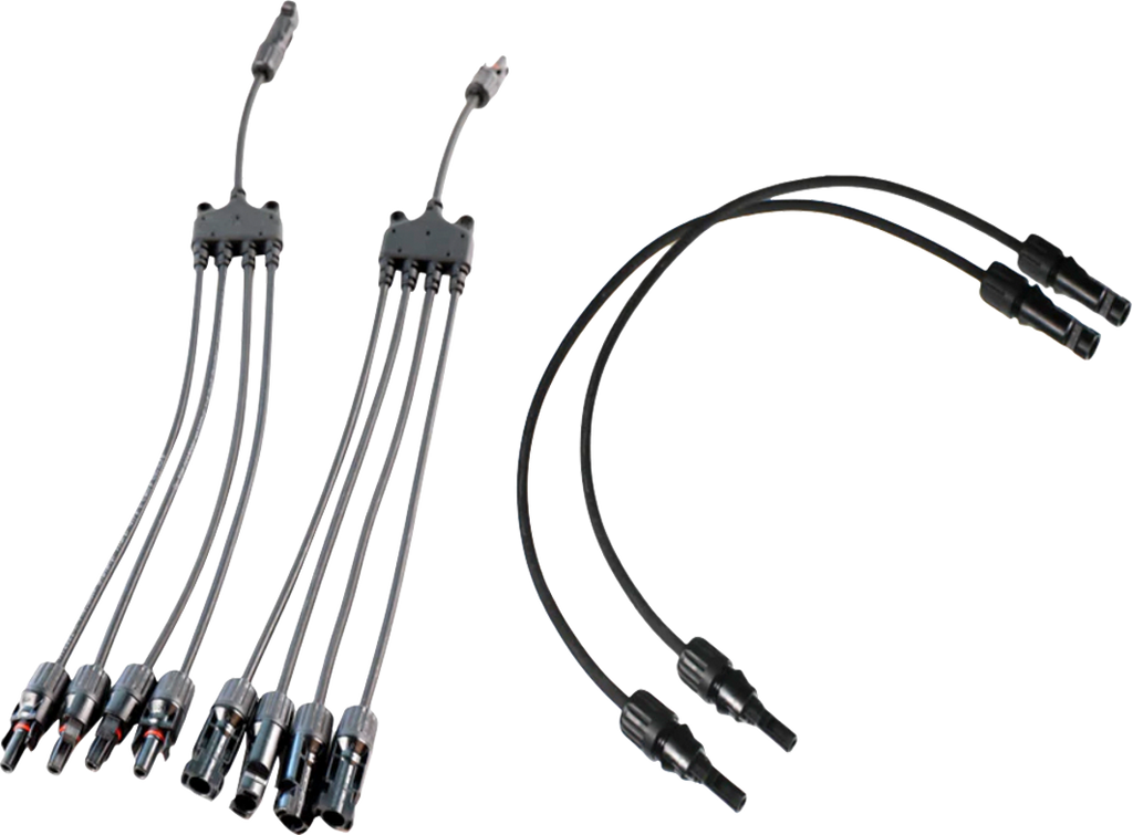 Parallellkontakt for 4 solcellepaneler med 2x 2 m kabel forfra