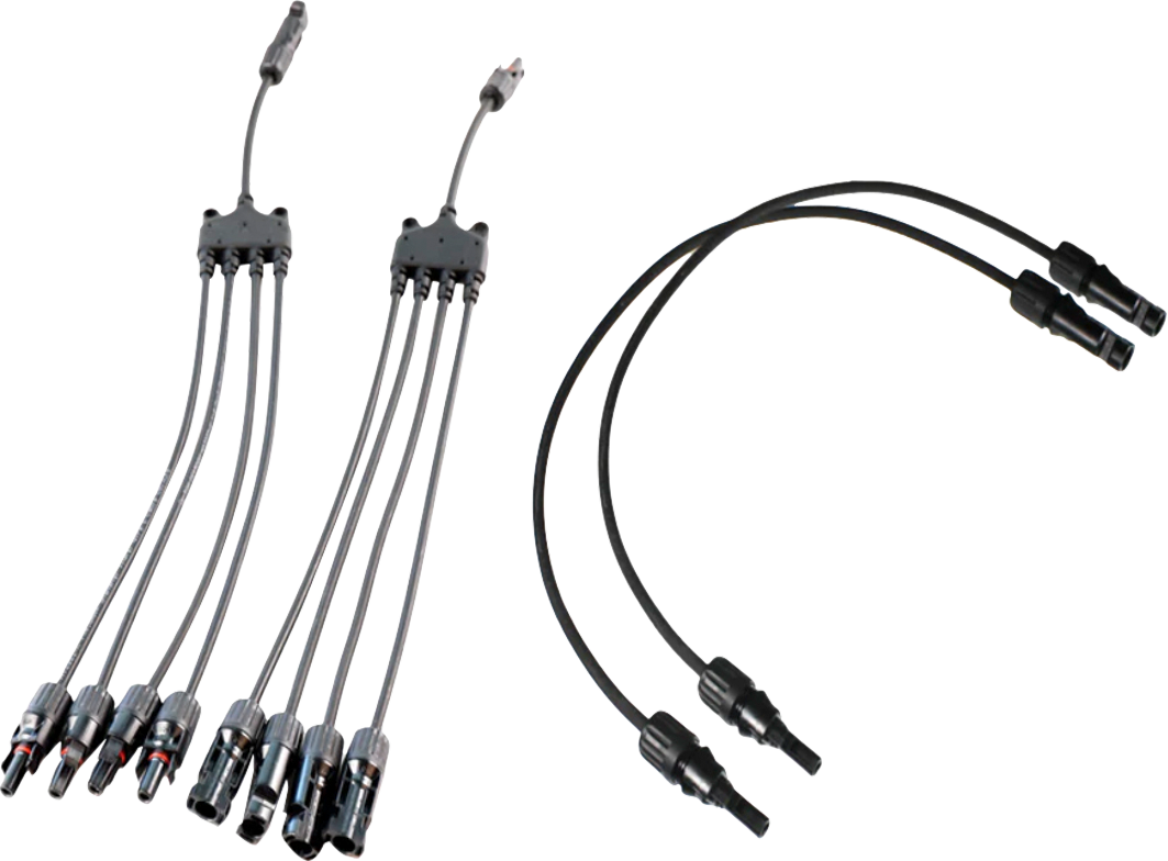 Parallellkontakt for 4 solcellepaneler med 2x 2 m kabel forfra