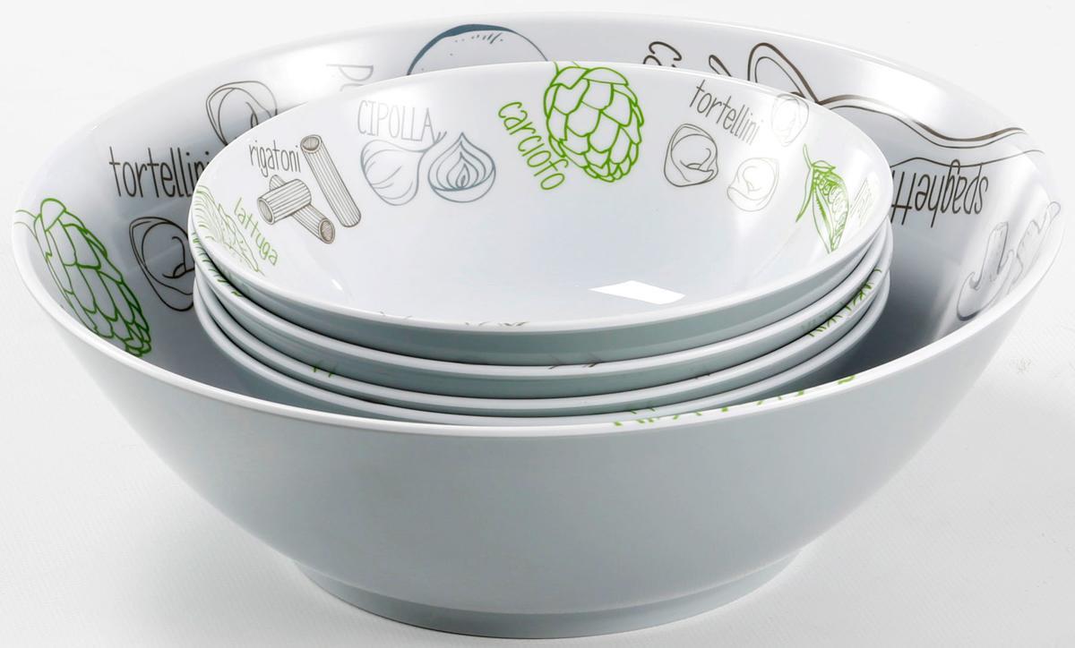 Detalj av materialet i Pasta & Salad bollesett 5 deler melamin