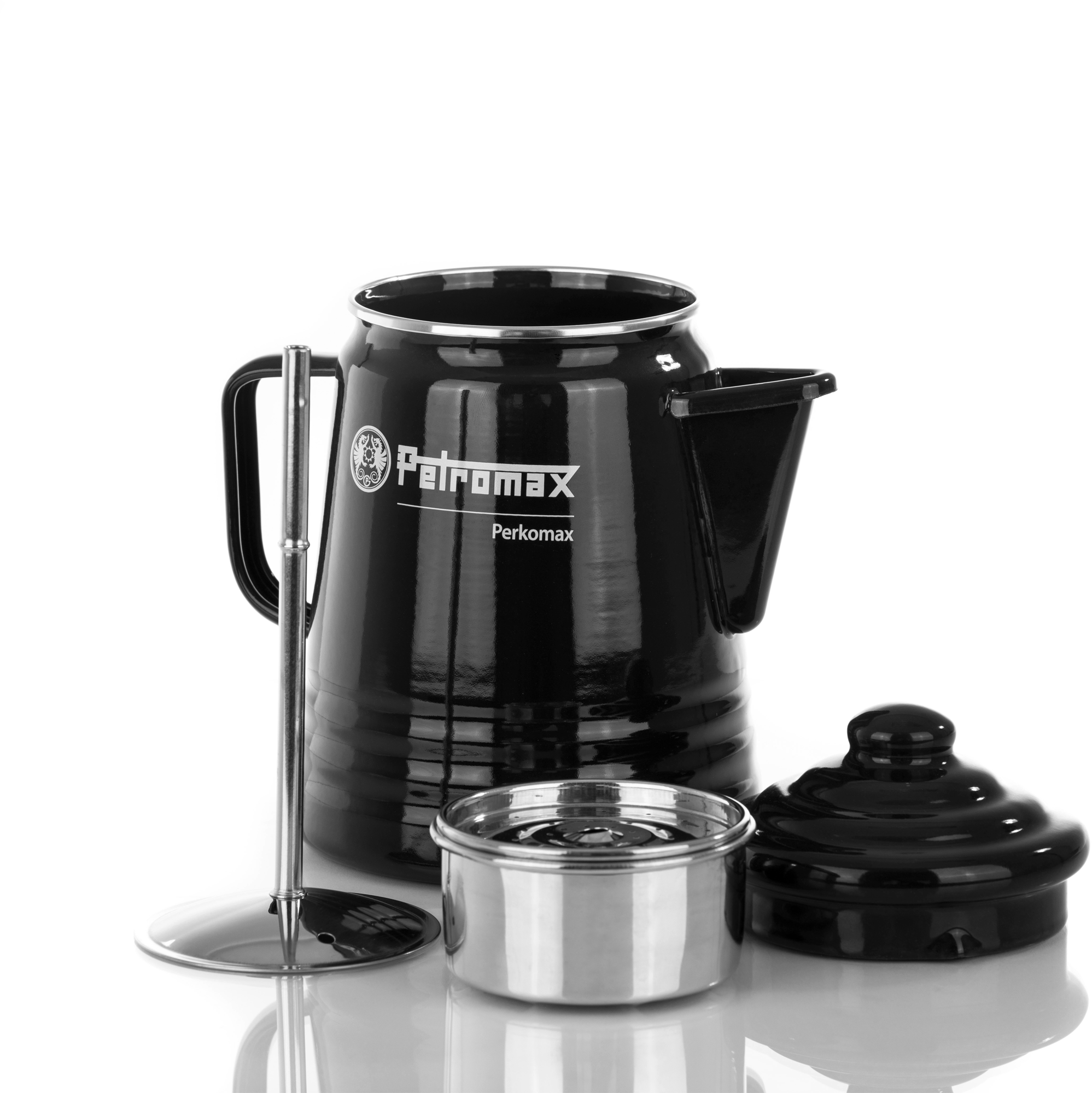 Perkolator Perkomax te- og kaffebrygger 1,3 liter svart forfra