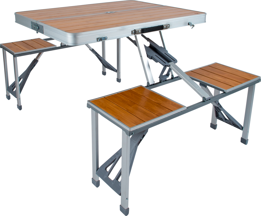 Piknikbord bambus sammenleggbart 136 x 85 cm 4 pers. forfra