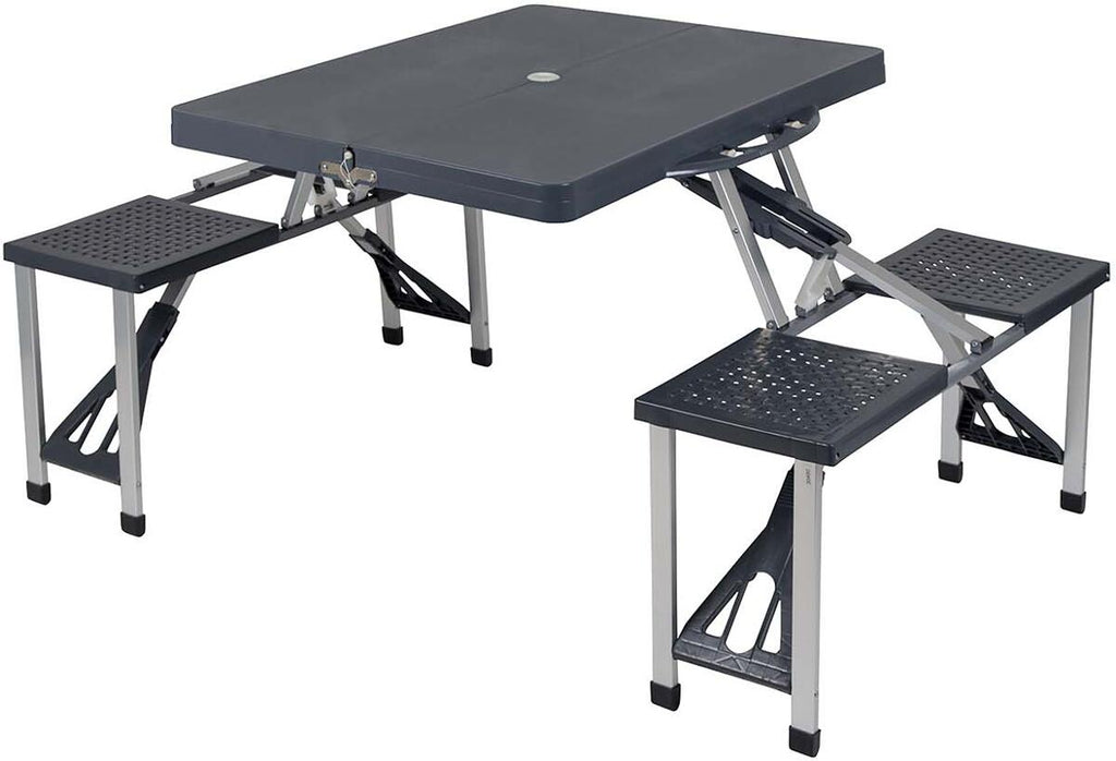Piknikbord med benker 130x67 cm grått forfra Bo-Camp