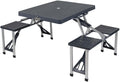 Piknikbord med benker 130x67 cm grått forfra Bo-Camp
