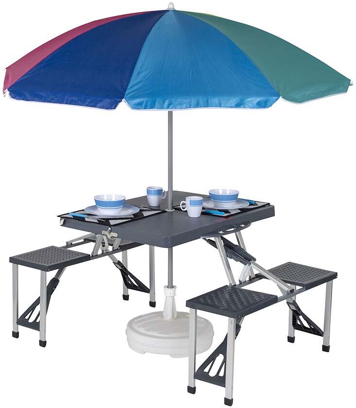Piknikbord med benker 130x67 cm grått bakside Bo-Camp