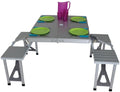Piknikbord med benker i aluminium 86x68 cm grått - Eurotrail forfra
