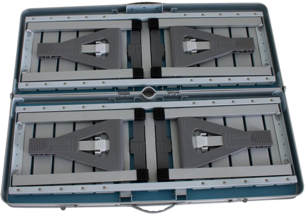 Detalj av bordplate på piknikbord med benker i aluminium 86x68 cm grått - Eurotrail