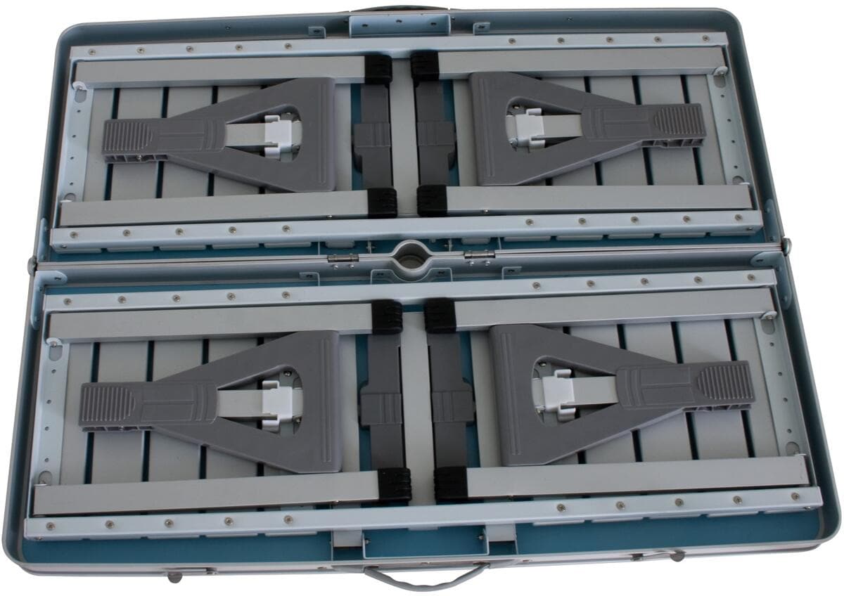 Detalj av bordplate på piknikbord med benker i aluminium 86x68 cm grått - Eurotrail