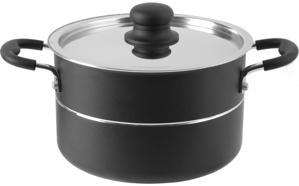 Pirate grytesett 7 deler aluminium med avtakbart håndtak - Brunner montert på kokeplate
