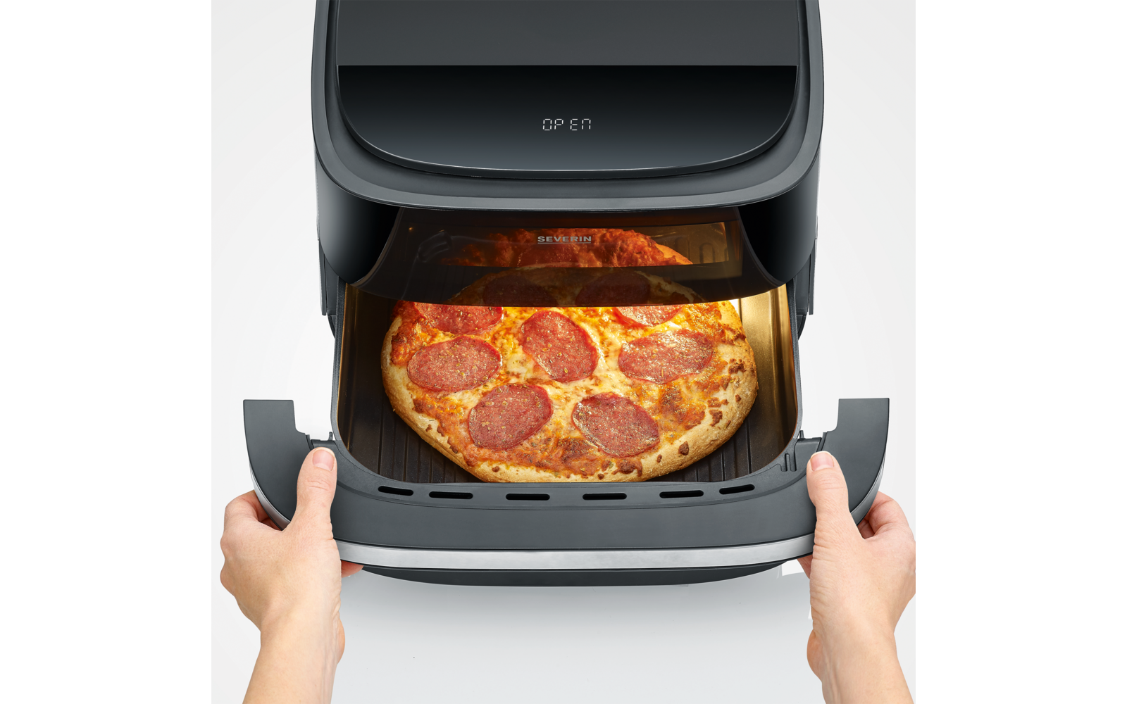 Nærbilde av kontrollpanel på Pizza-varmluftfrityrkoker FR 2464
