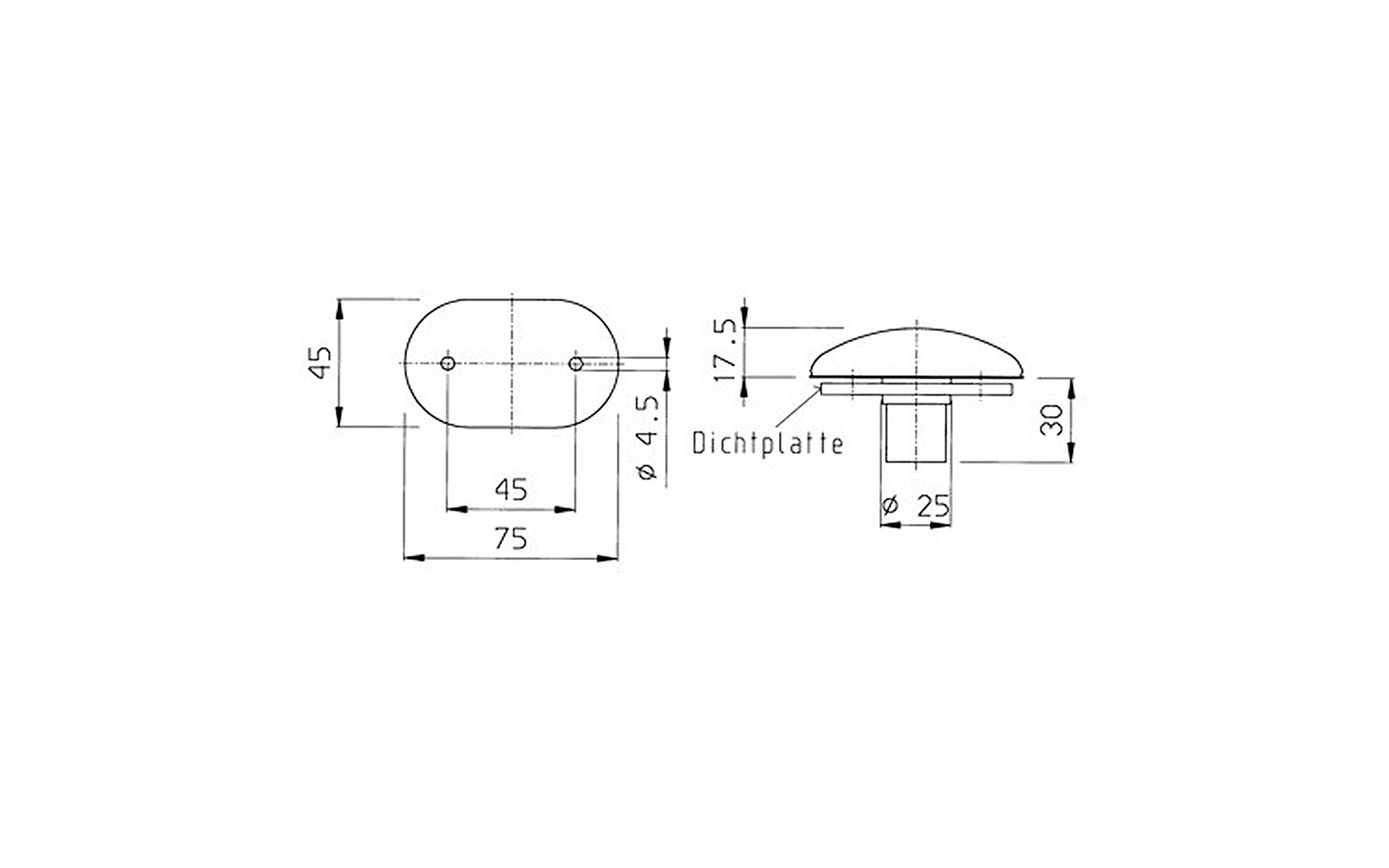 PL 2000 markeringslys 12V 75 x 45 mm detalj fra Jokon