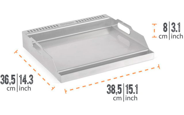 Plancha grillplate i rustfritt stål for gassbord bakside
