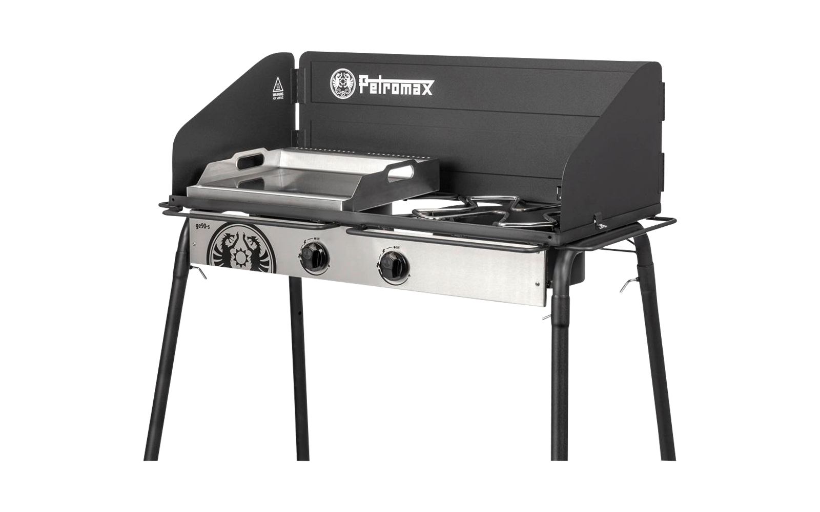 Plancha grillplate i rustfritt stål for gassbord med fettoppsamler