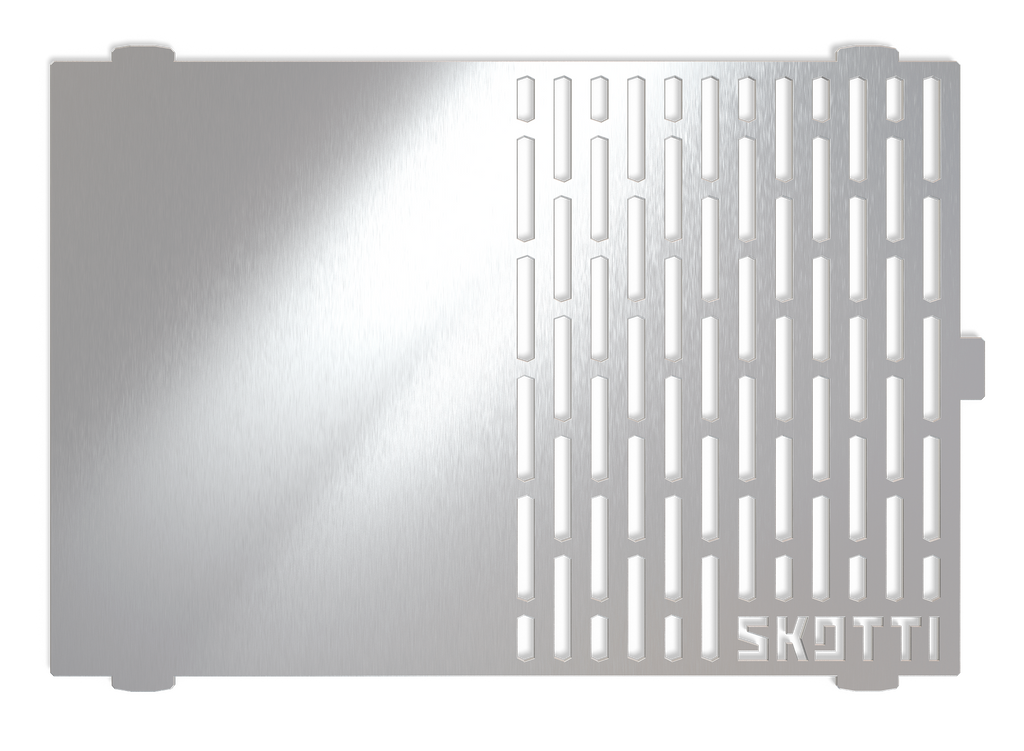 Plancha grillplate rustfritt stål 1,3 kg for Skotti Grill forfra