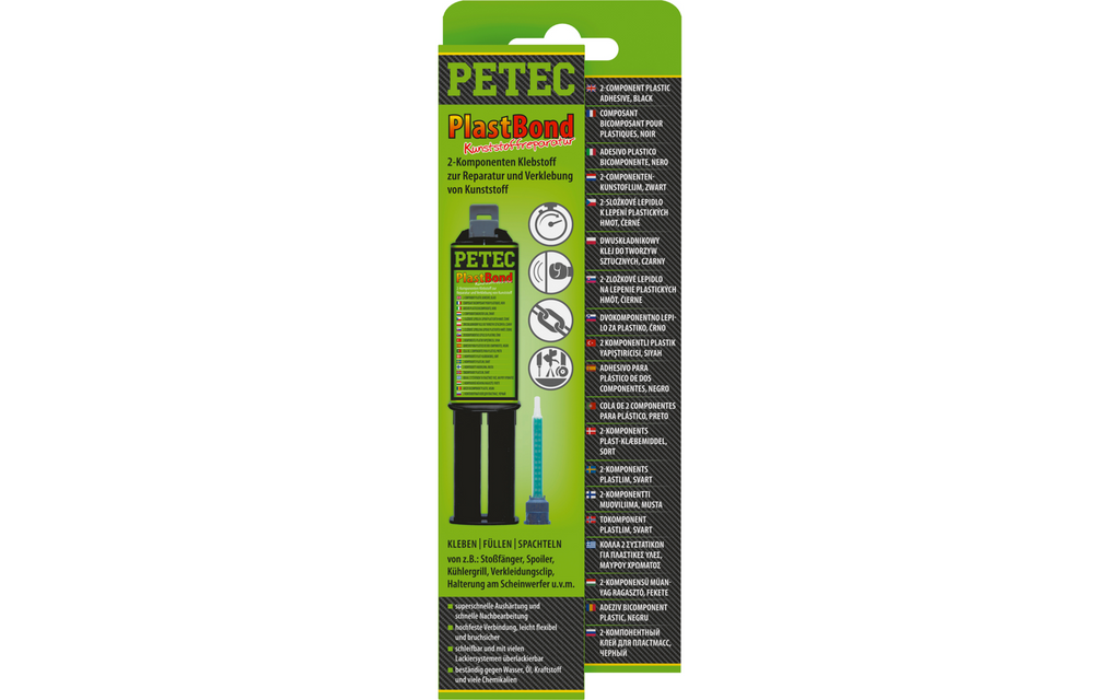Plastlim 2K PlastBond 24 ml dobbeltsprøyte - Petec detalj av dobbeltsprøyte