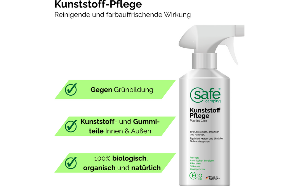 Plastpleie silkematt og klebefri 500 ml SAFE CAMPING påført campingutstyr