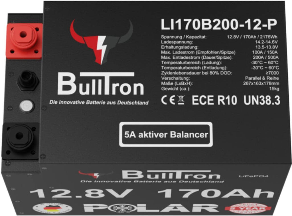 Polar LiFePO4 170Ah 200A med Smart BMS bakside