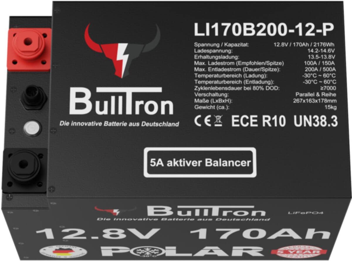 Polar LiFePO4 170Ah 200A med Smart BMS bakside