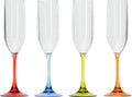 Polyakryl champagneglass 125 ml 4er sett med farget stett Flamefield forfra