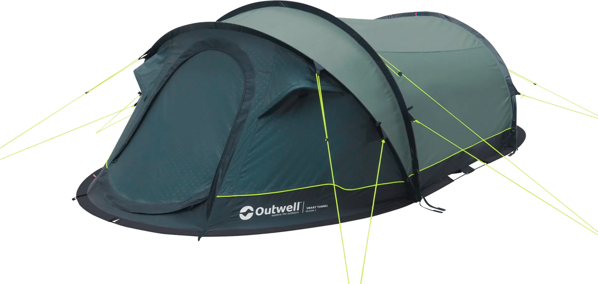 Pop-up telt Nexion 3 for 3 personer med innertelt, blå - Outwell oppslått sett forfra
