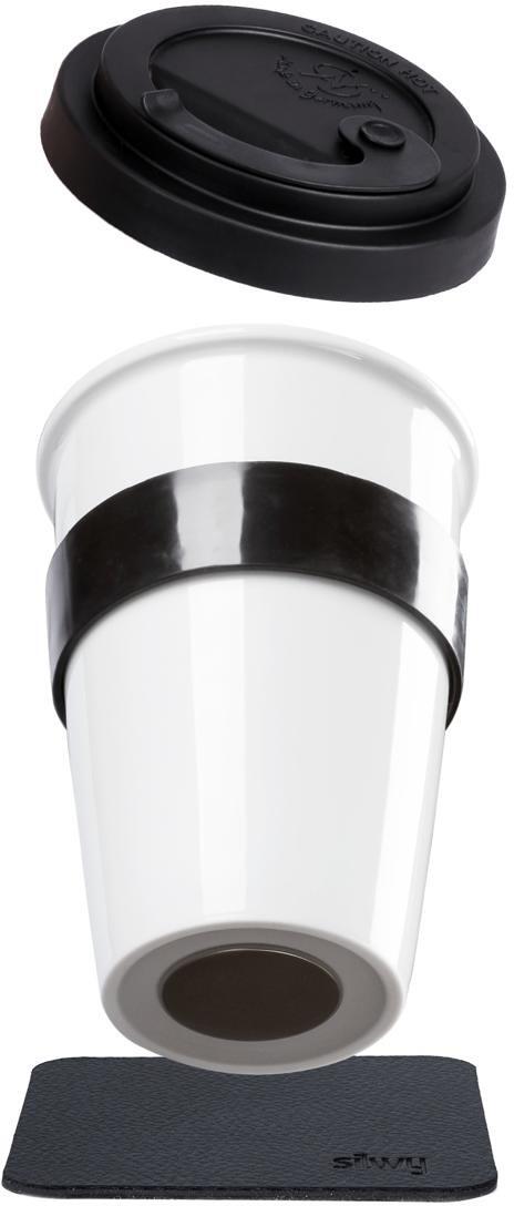 Porselenskopp to-go 350 ml med magnetbunn silwy forfra