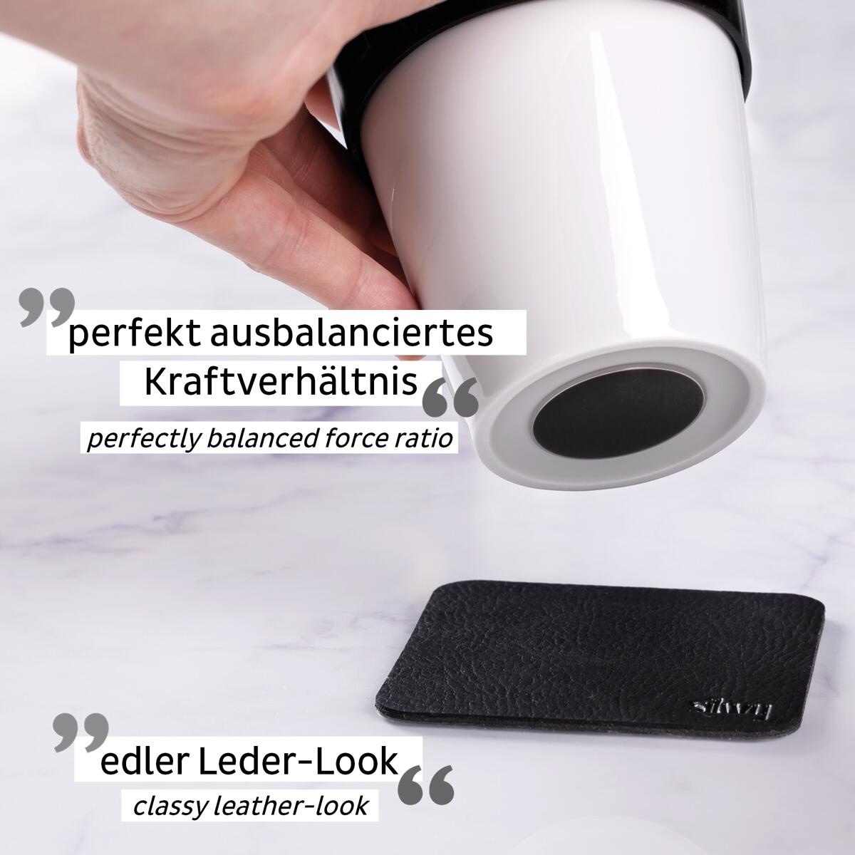 Porselenskopp to-go 350 ml med magnetbunn silwy med Nano-Gel-pad