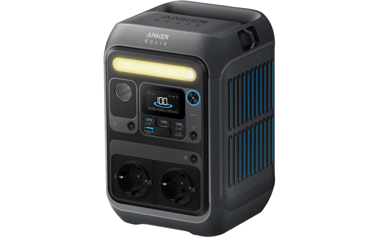 Portabel powerstation SOLIX C300X 288 Wh 300 W detaljer og tilkoblinger