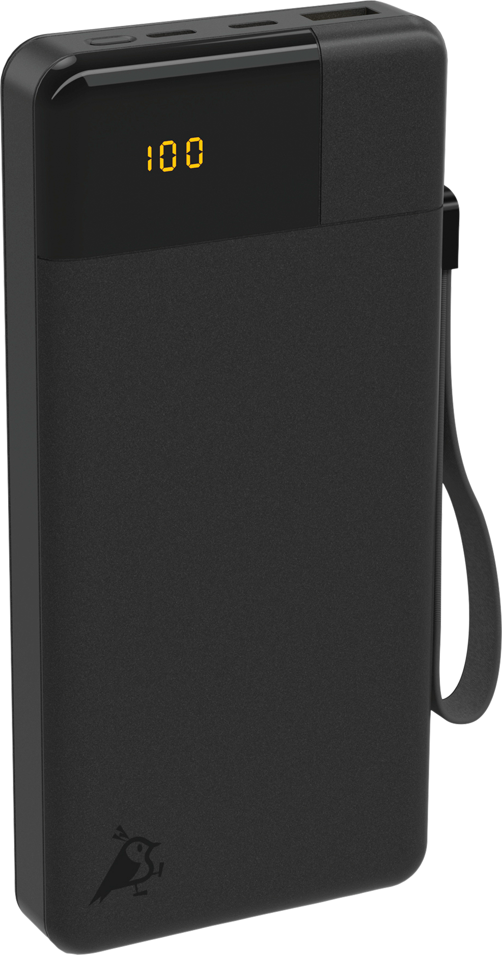 Powerbank 20W 20000 mAh med LCD-display og 3 utganger svart foran