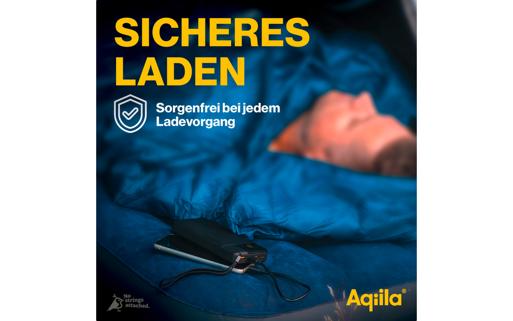 Powerbank 20W 20000 mAh med LCD-display og 3 utganger svart montert med ladekabler