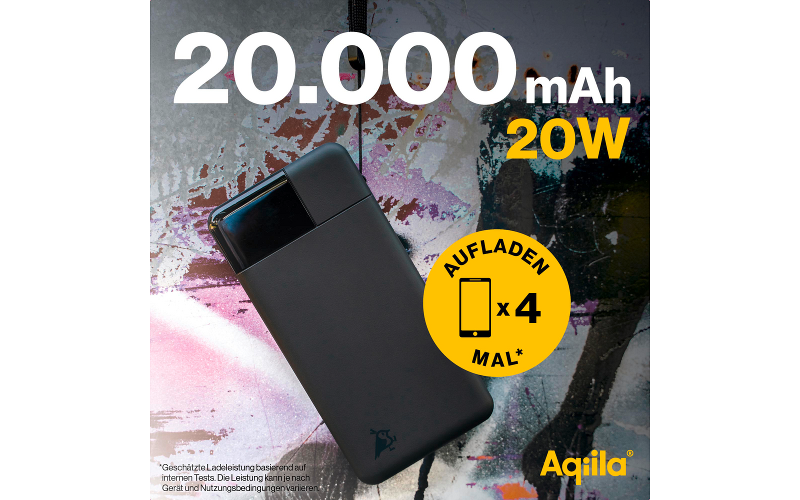 Powerbank 20W 20000 mAh med LCD-display og 3 utganger svart nærbilde av USB-porter