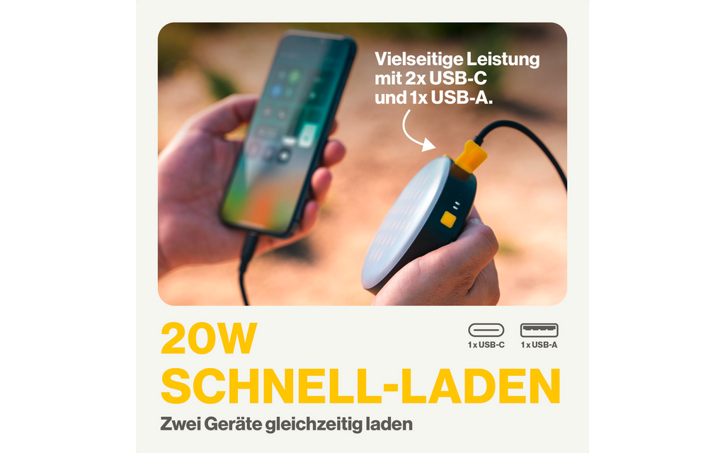 Powerbank-lampe BL10 20 W 10000 mAh 300 lumen svart detalj