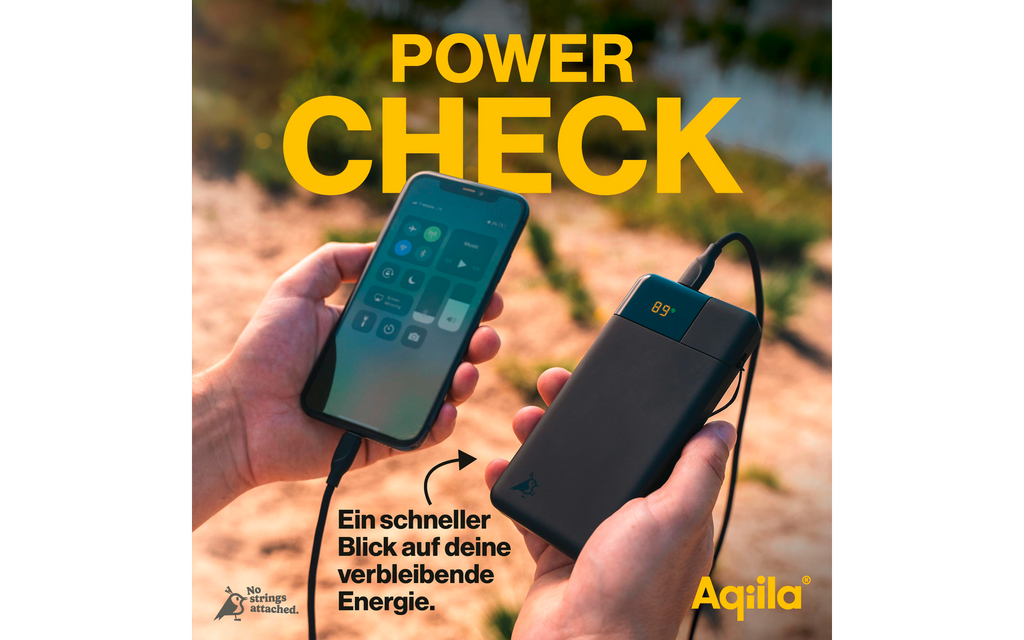 Powerbank Powerbird B10 10000 mAh 20 W LCD svart nærbilde av LCD-display