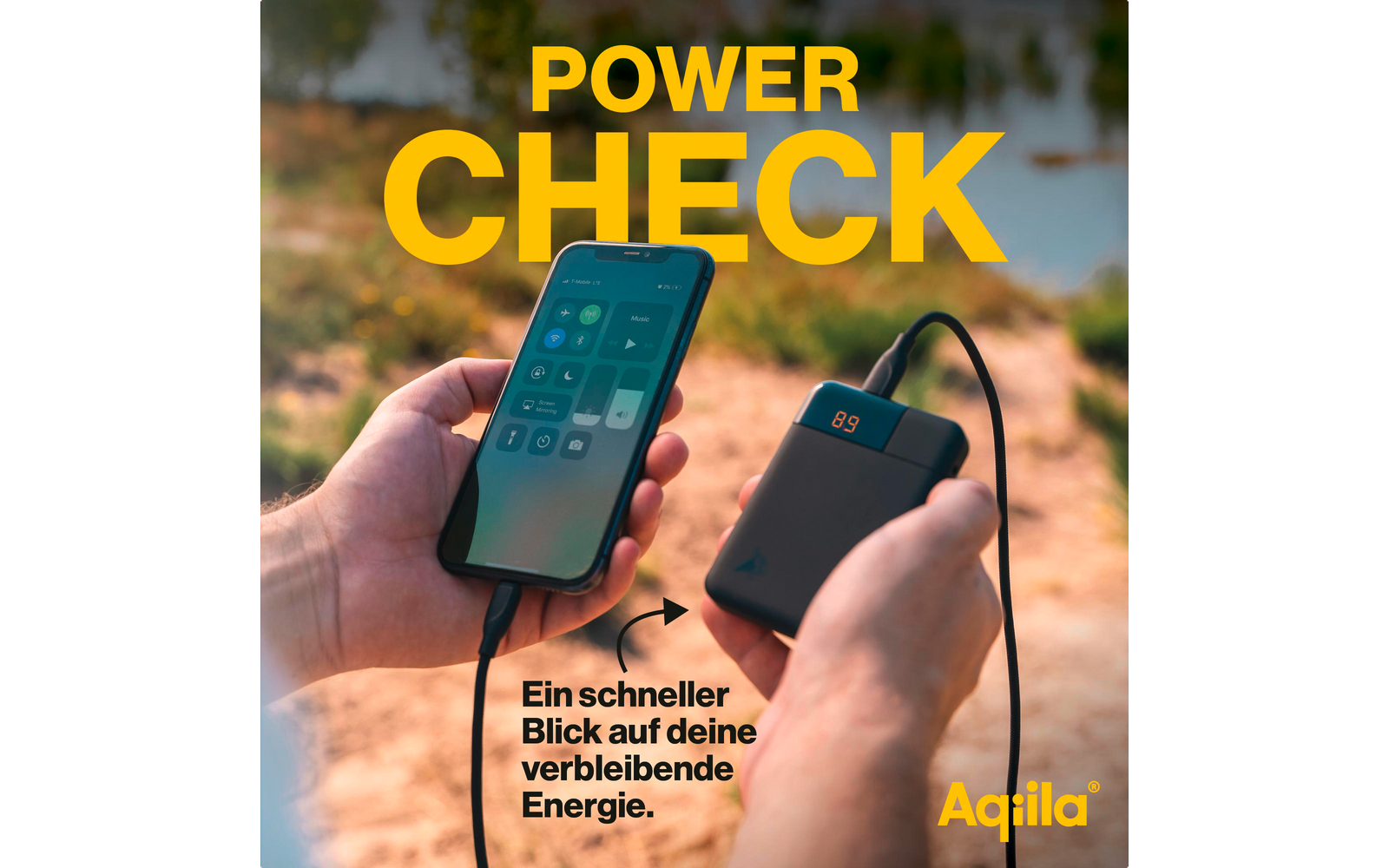 Powerbank Powerbird B5 12 W 5000 mAh med LCD-display 112 g - Aqiila