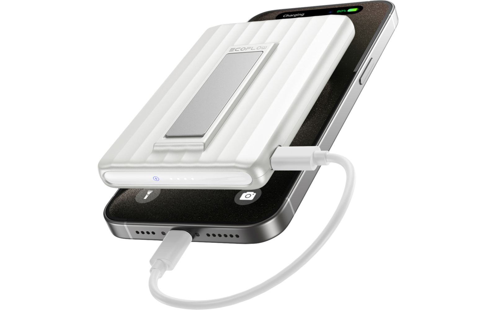 Powerbank Rapid Mag 10K trådløs lading 30 W montert på telefon